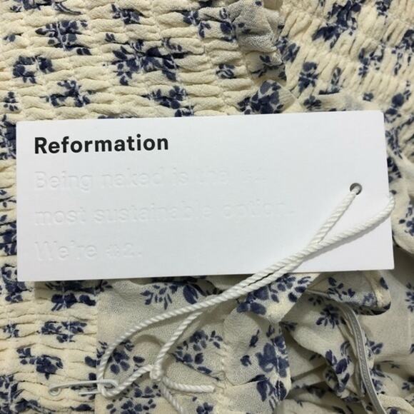Reformation Jess Smocked Cropped Floral Top XL - Picture 6 of 9
